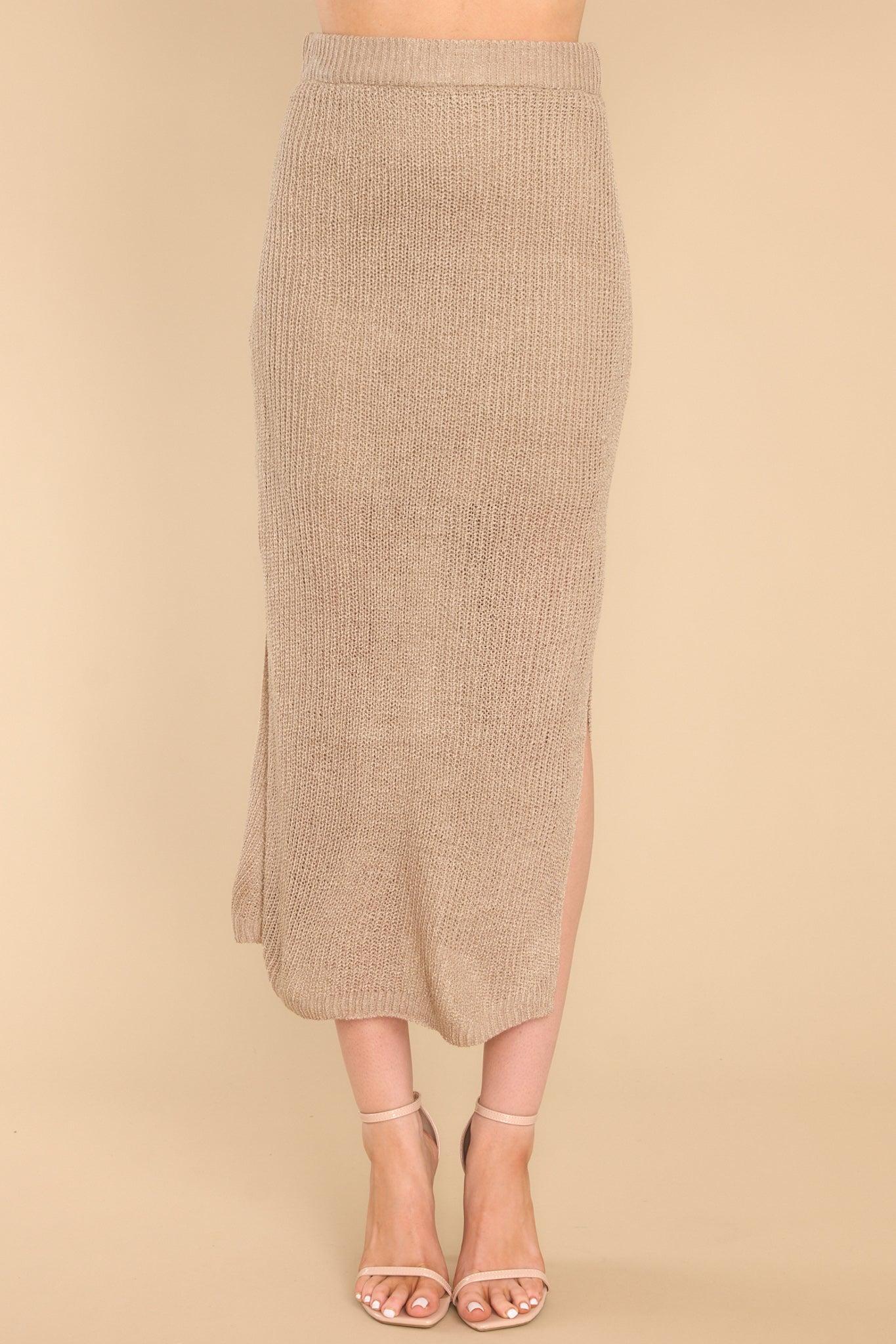 Never Change Taupe Knit Skirt Product Image