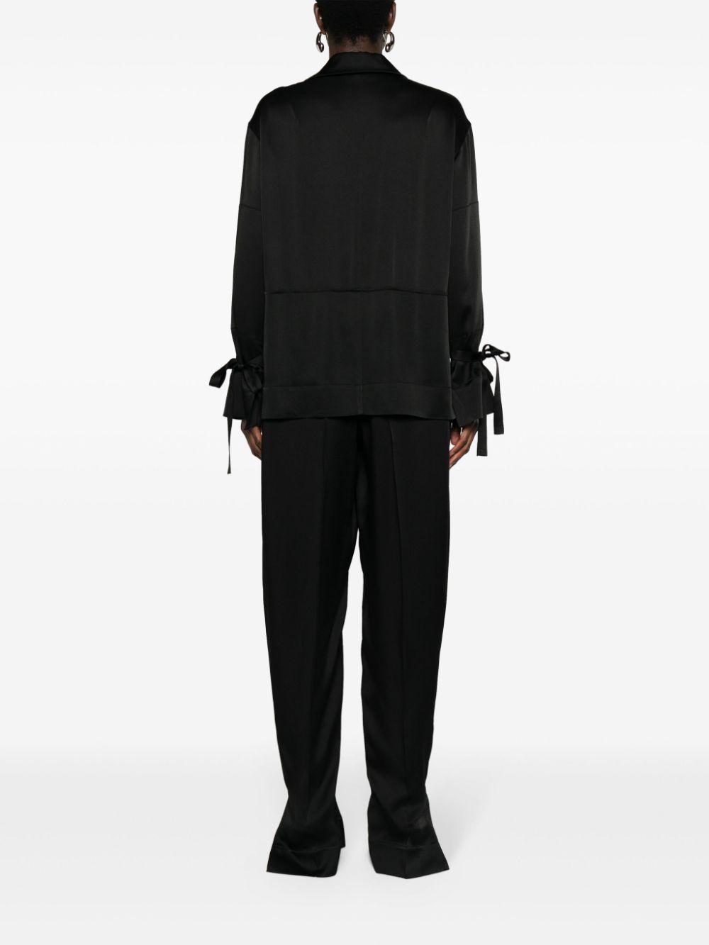 Spread-collar Crepe Jumpsuit In Black Product Image