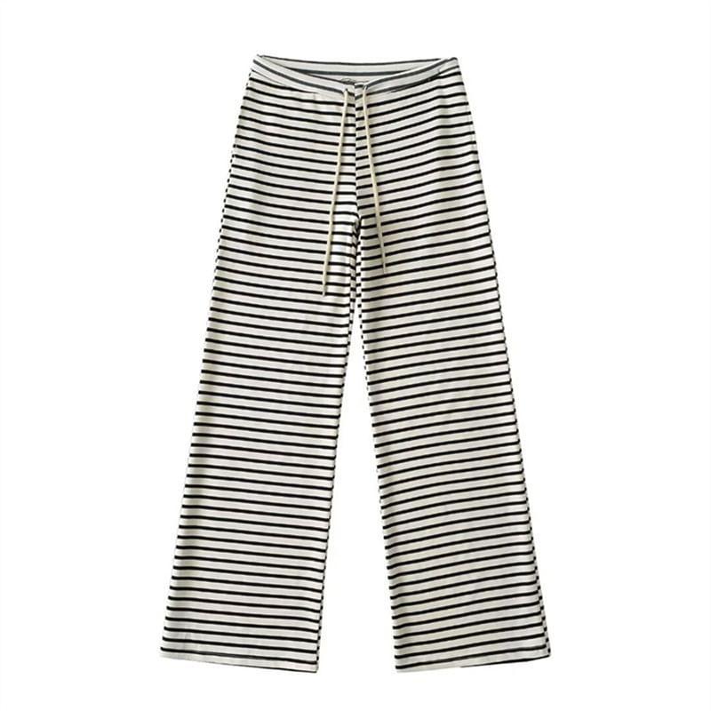 Low Waist Striped Wide Leg Sweatpants Product Image