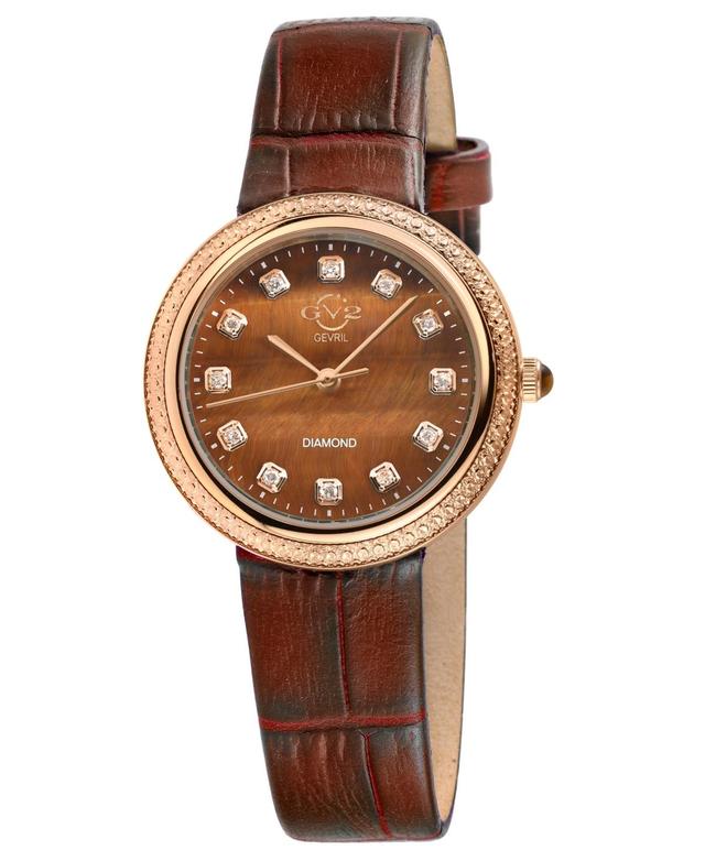 GV2 by Gevril Womens Arezzo Brown Leather Watch 33mm Product Image