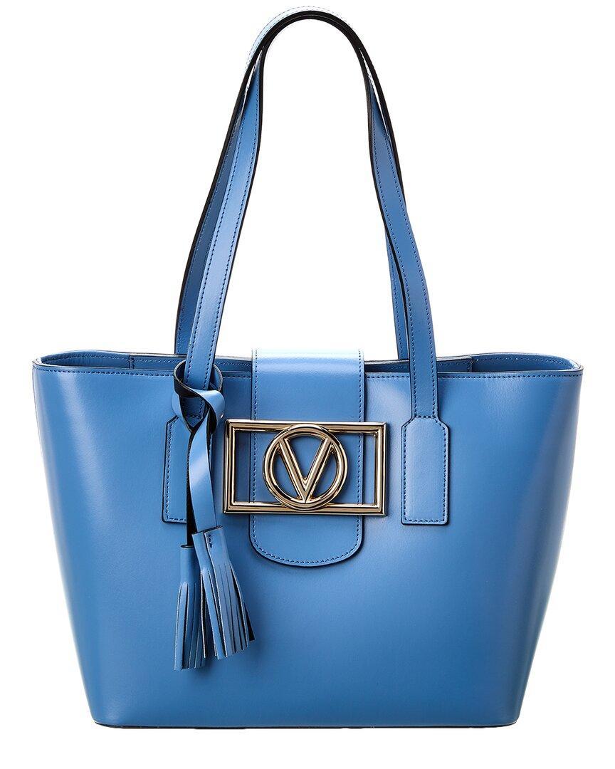 Marion Leather Tote In Blue Product Image