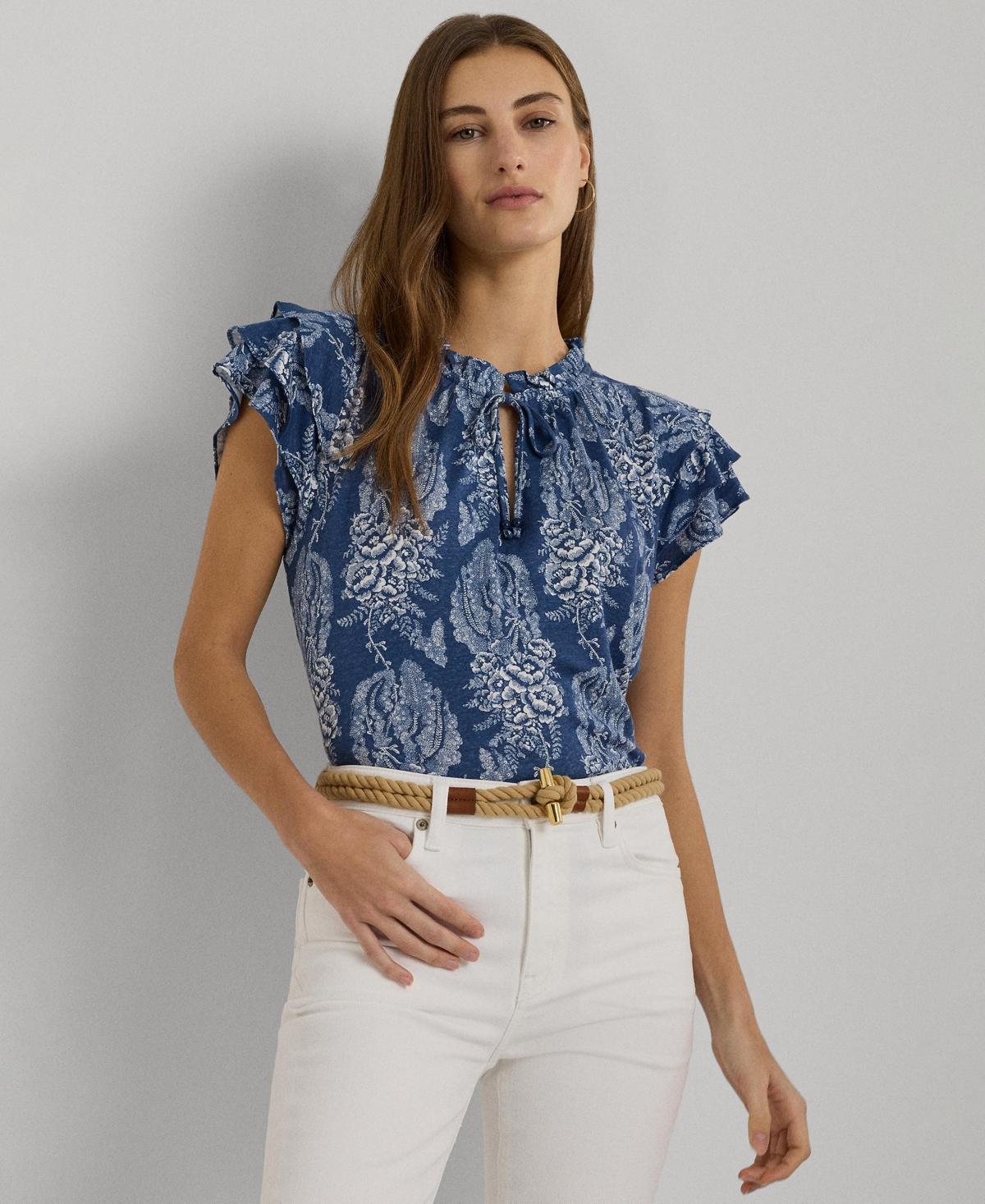 Women's Tie-Neck Flutter-Sleeve Top Product Image