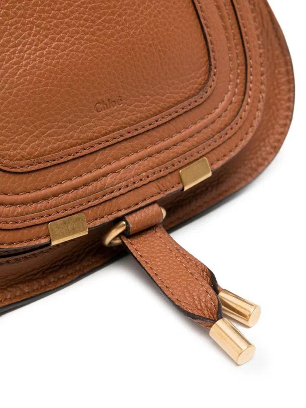 Chloè Marcie Mini Leather Handbag In Brown Product Image