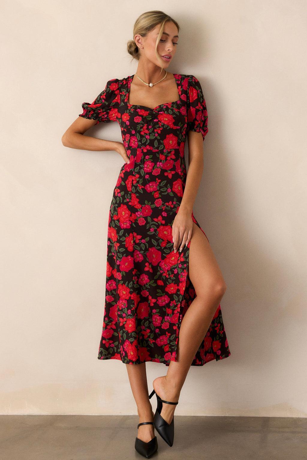 Canyon Echoes Black Floral Multi Midi Dress Product Image