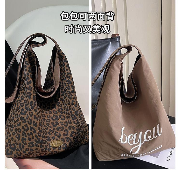 Leopard Lettering Print Reversible Tote Bag Product Image