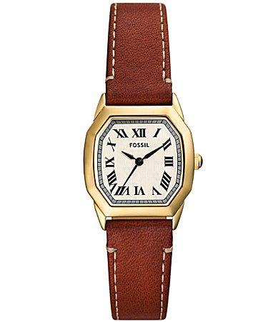 Fossil Womens Harlow Three-Hand Brown Leather Strap Watch Product Image