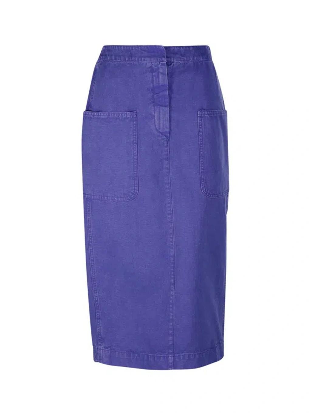 Cardiff Cotton Canvas Midi Pencil Skirt In Purple product image