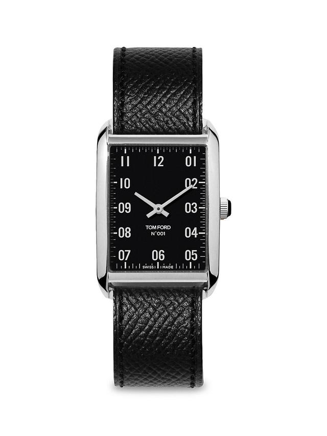 Mens Stainless Steel & Leather-Strap Watch Product Image