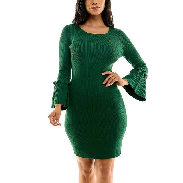 Womens Nina Leonard Bell Sleeve Ribbed Sweater Dress Product Image