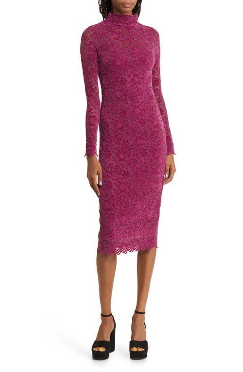 Steve Madden Vivienne Velvet Lace Long Sleeve Midi Dress Product Image