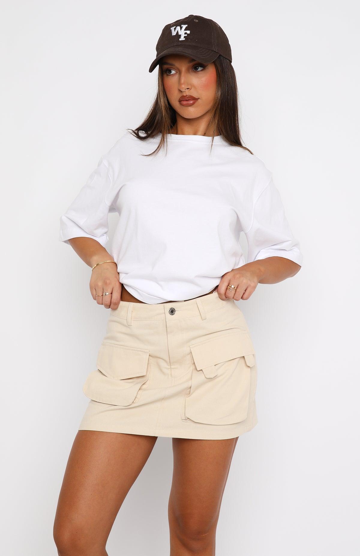 Weekend Travels Cargo Mini Skirt Oat Product Image