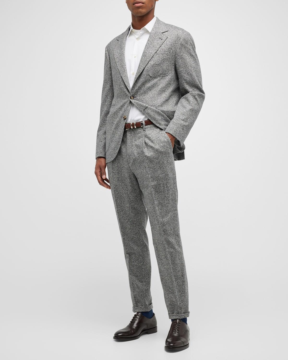 Mens Pleated Wool Donegal Suit Product Image