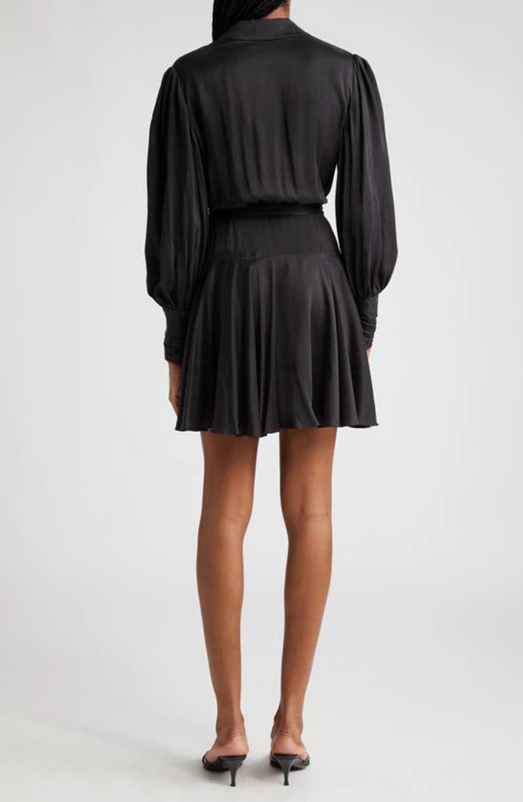 ZIMMERMANN Ruffled Silk-satin Mini Wrap Dress In Black Product Image