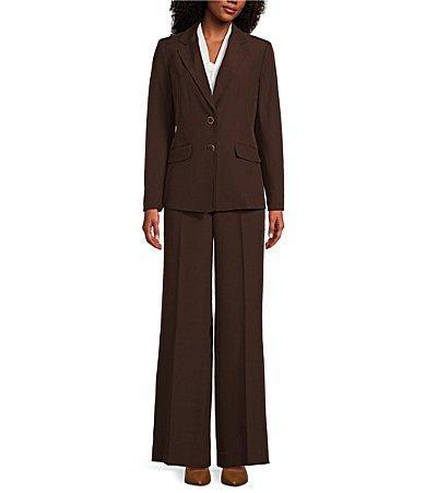 Nipon Boutique Crepe Notch Lapel Collar Long Sleeve Button Front Jacket Pant Set Product Image