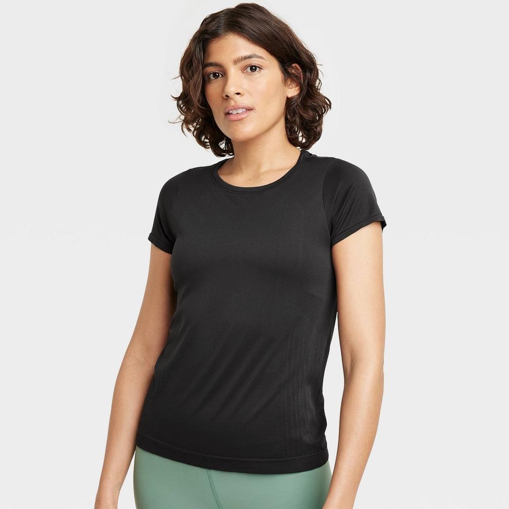 Womens Seamless Short Sleeve Shirt - All In Motion Black XS Product Image