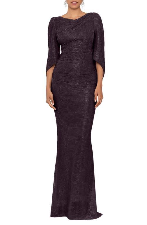 Betsy & Adam Metallic Crinkle Sheath Gown Product Image