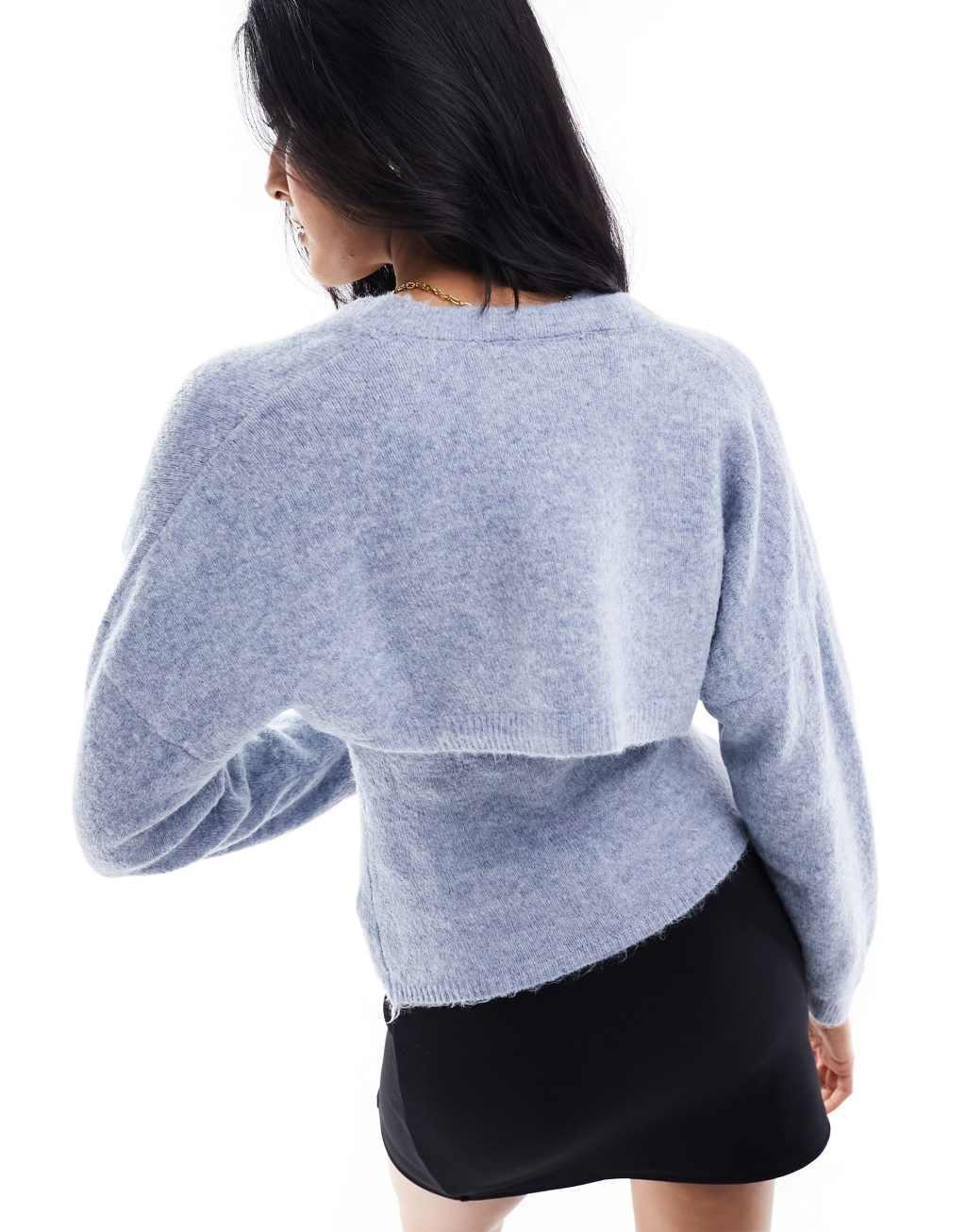 Pull&Bear knitted shrug top in blue - part of a set Product Image