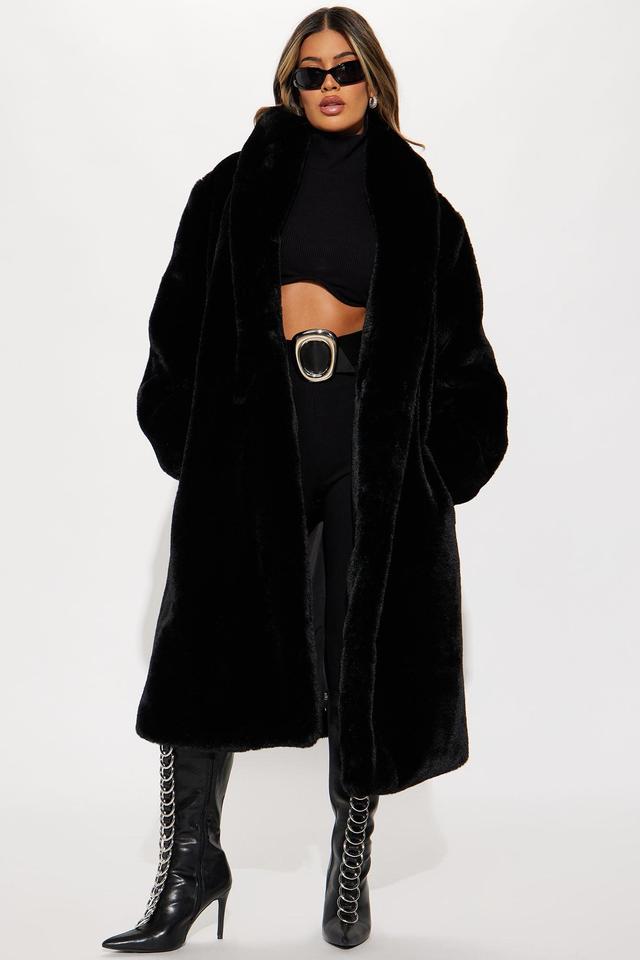 Mari Faux Fur Coat - Black Product Image