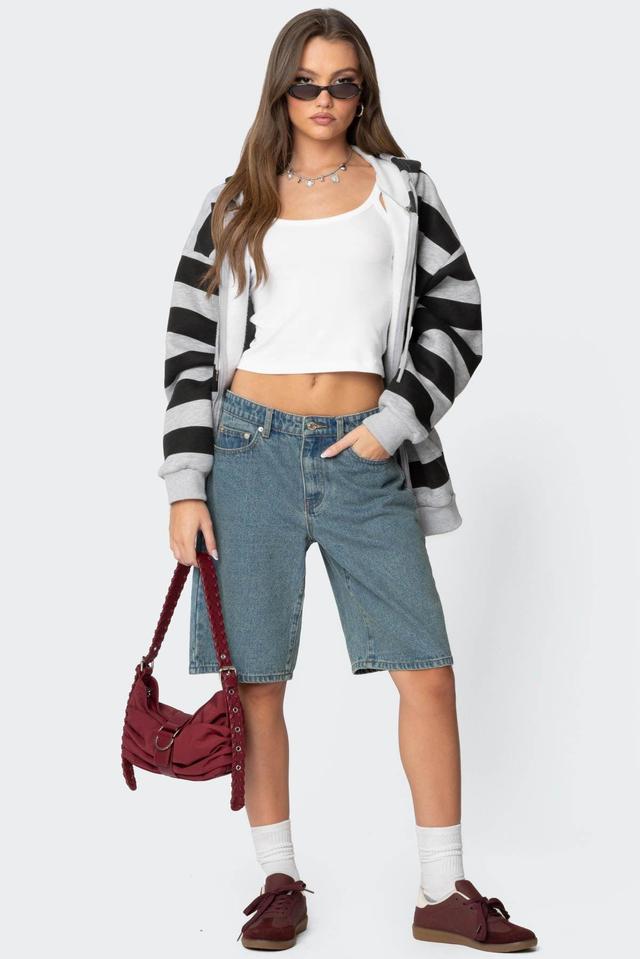 Oversized Low Rise Denim Bermuda Shorts Product Image