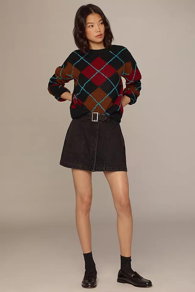 English Factory Fuzzy Argyle Crew-Neck Sweater Product Image