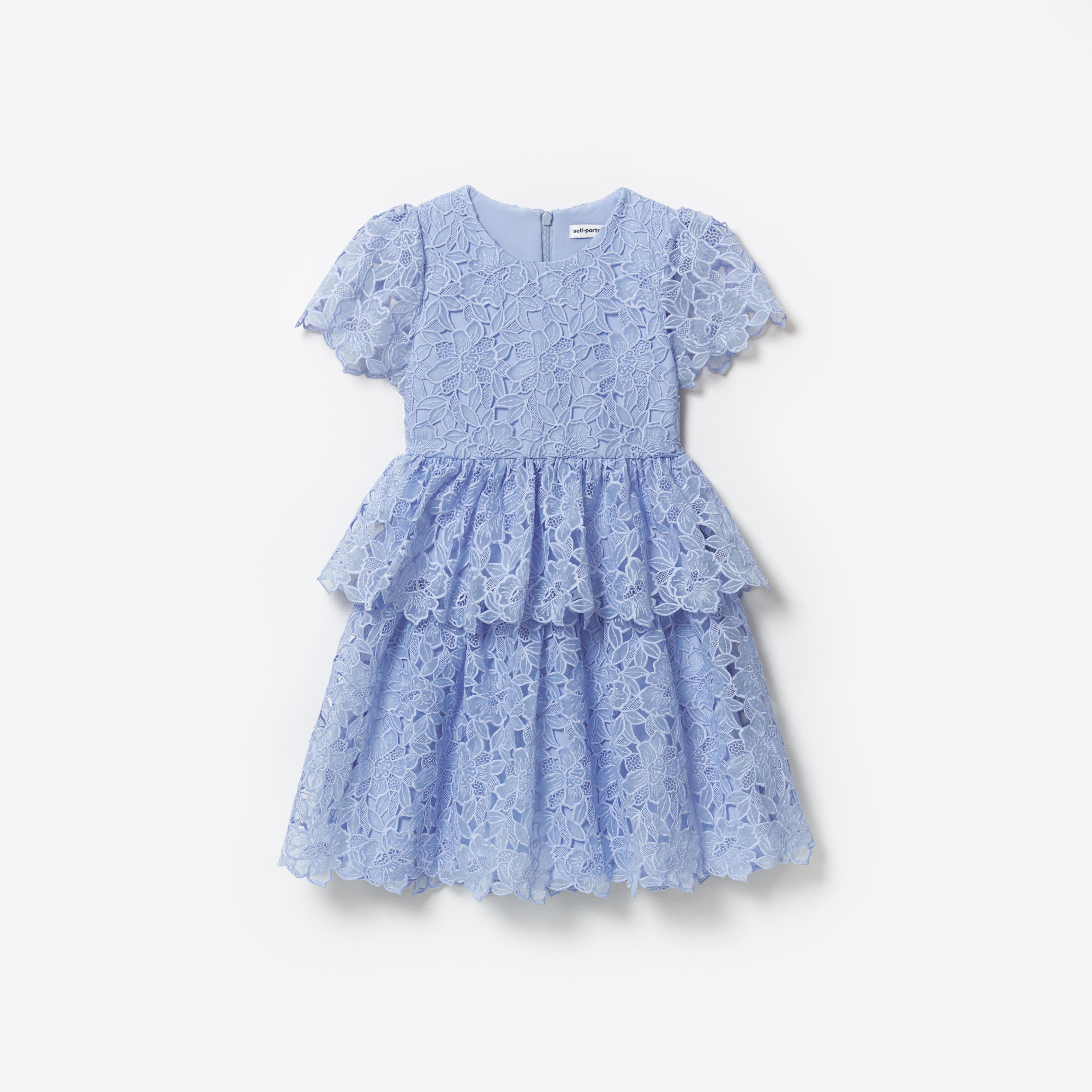 Blue Organza Lace Mini Dress Product Image