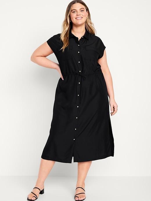 Waist-Defined Utility Midi Shirt Dress Product Image