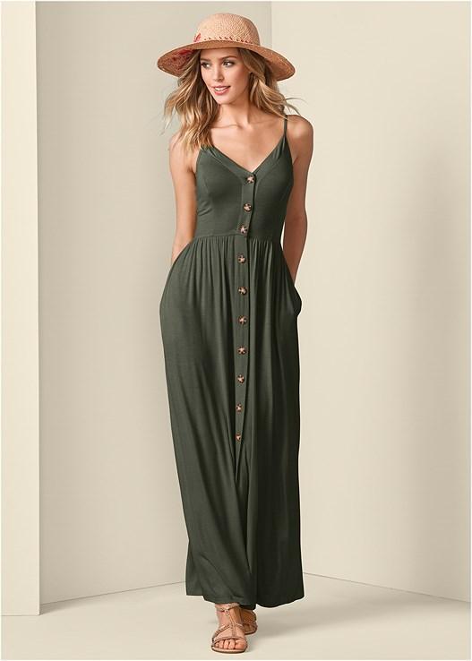 Button-Front Maxi Dress Product Image