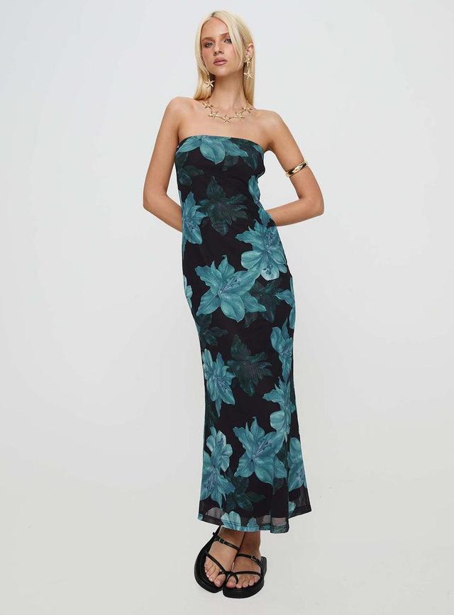 Celik Maxi Dress Black / Blue Floral Product Image