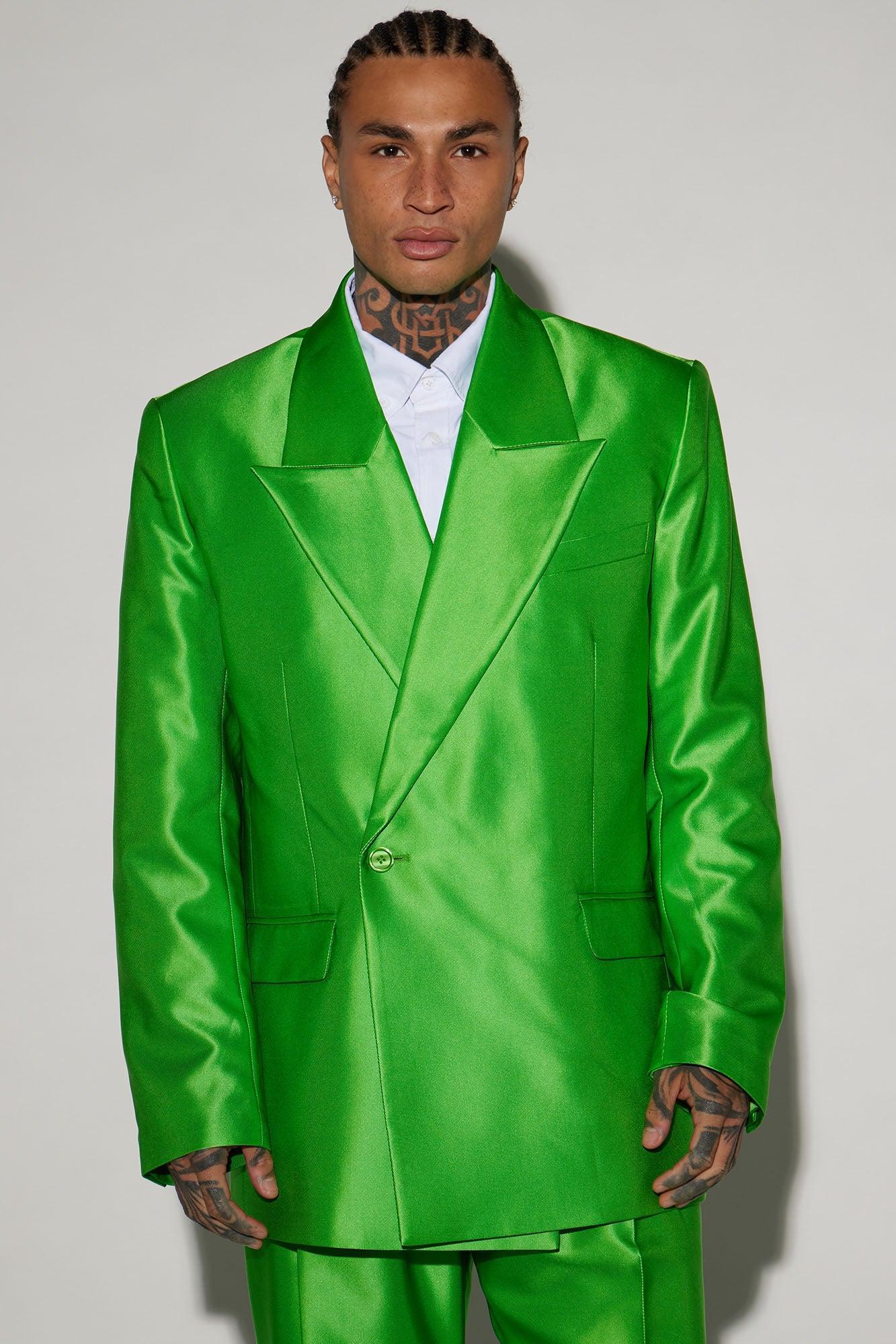 Call On Me Boxy Double Breasted Suit Jacket - Green Product Image