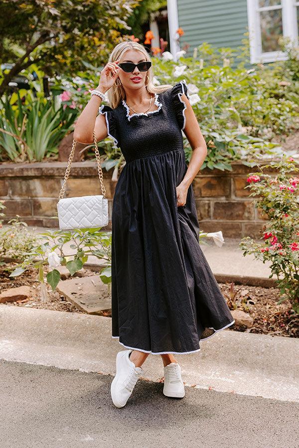 Mimosa Mingle Smocked Midi in Black Product Image