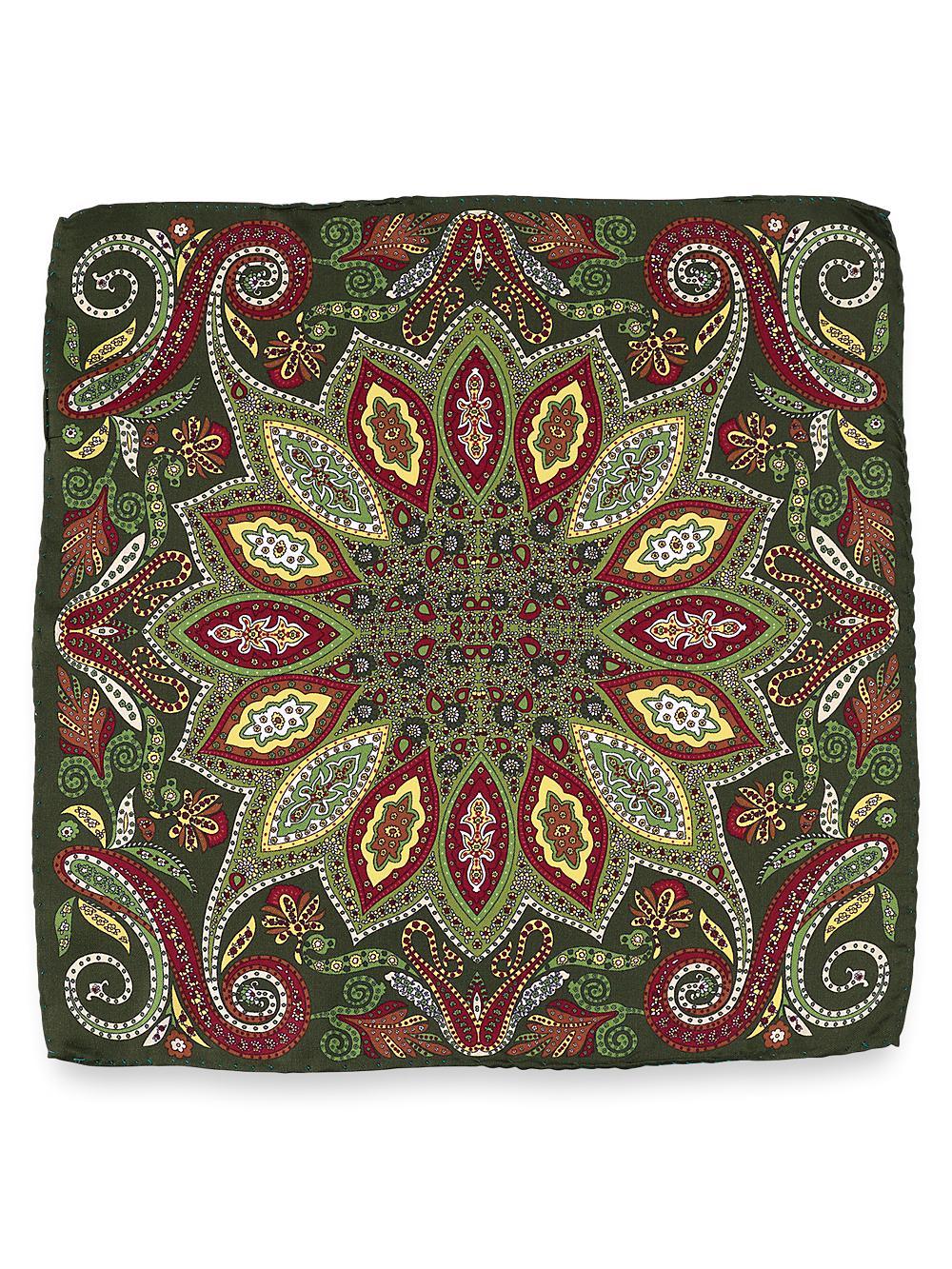 Paisley Silk Pocket Square - Green Multi Product Image