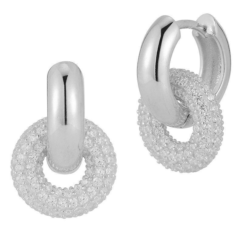 Sunkissed Sterling Cubic Zirconia Interlocking Circle Drop Earrings, Womens, Silver Tone Product Image