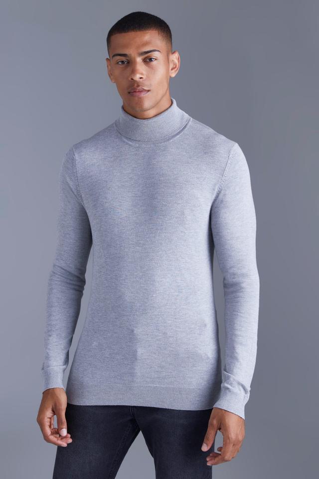 Muscle Roll Neck Sweater | boohooMAN USA Product Image