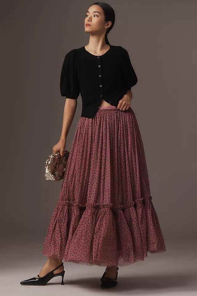 By Anthropologie Tiered Tulle Maxi Skirt Product Image