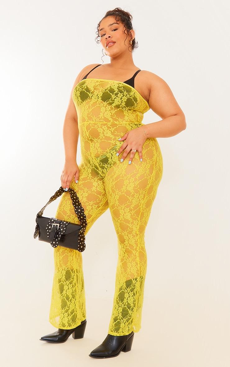  Plus Yellow Lace Bandeau Jumpsuit Product Image