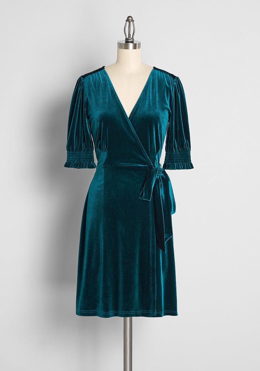 Wrapped in Elegance Velvet Mini Dress Product Image