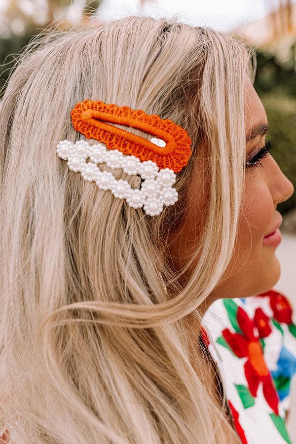 Divine Bliss Hair Clip Set In Orange Product Image