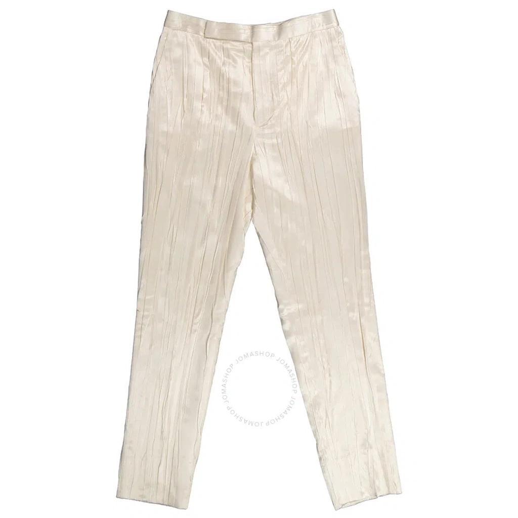 White Crinkle-effect Tailored Trousers Product Image