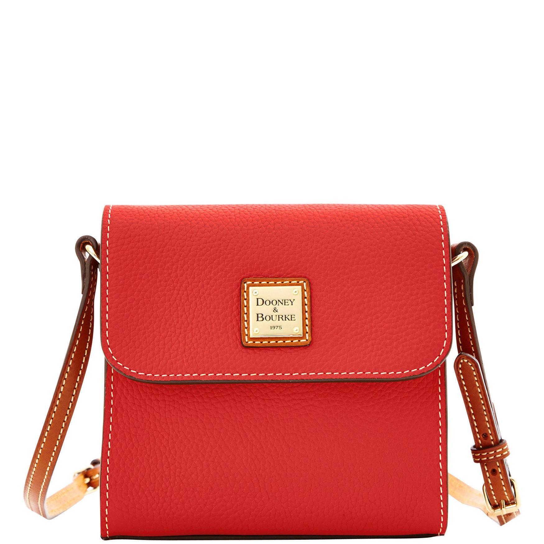 Dooney & Bourke Womens Pebble Grain Letter Leather Carrier Bag in Red Product Image