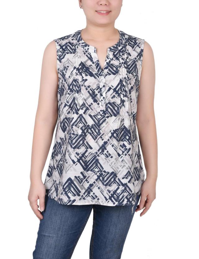 Sleeveless Pintucked Blouse - Petite Product Image