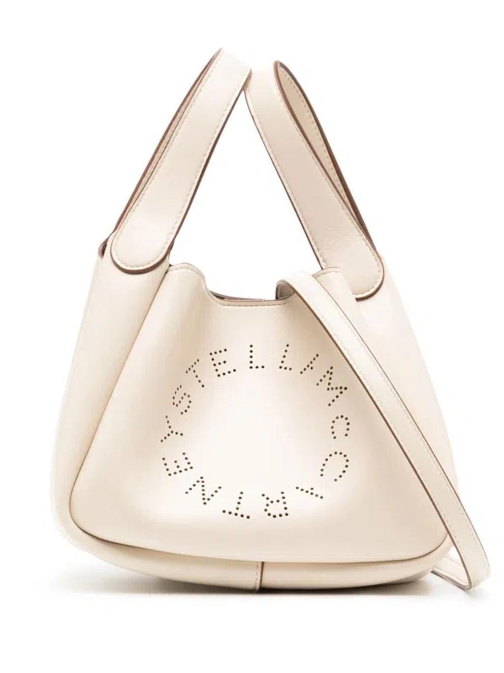 Perforated-logo Tote Bag In Beige Product Image