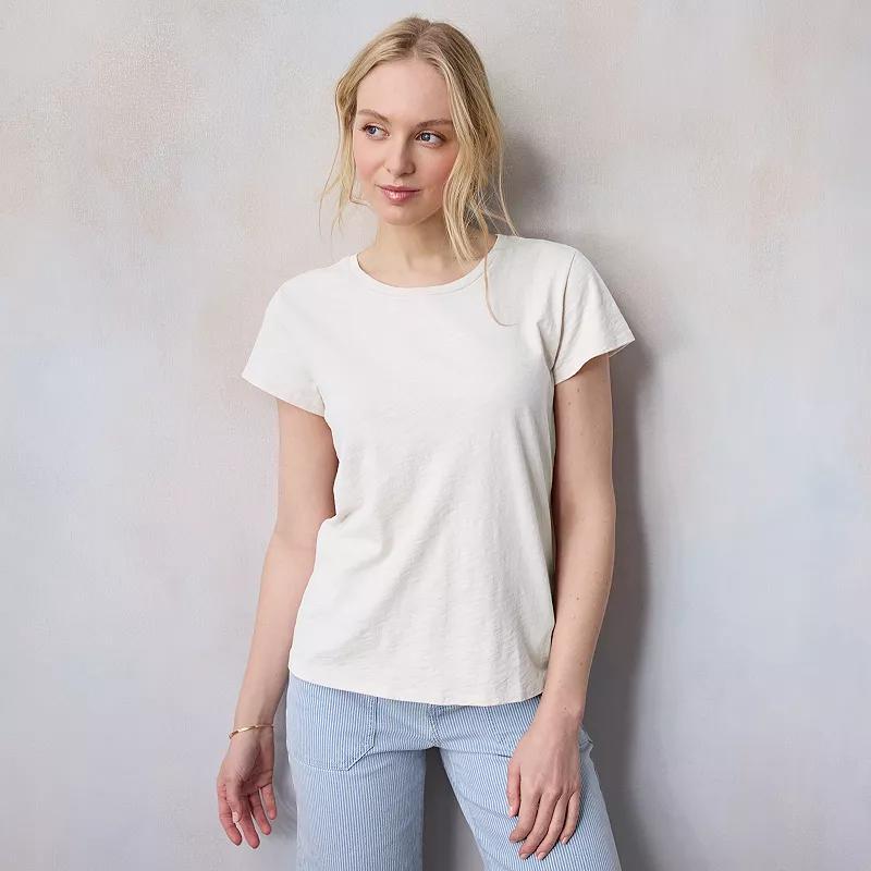 Womens LC Lauren Conrad Short Sleeve Tee Grey White Product Image