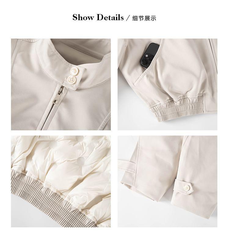 Stand Collar Plain Zip Bomber Jacket Product Image