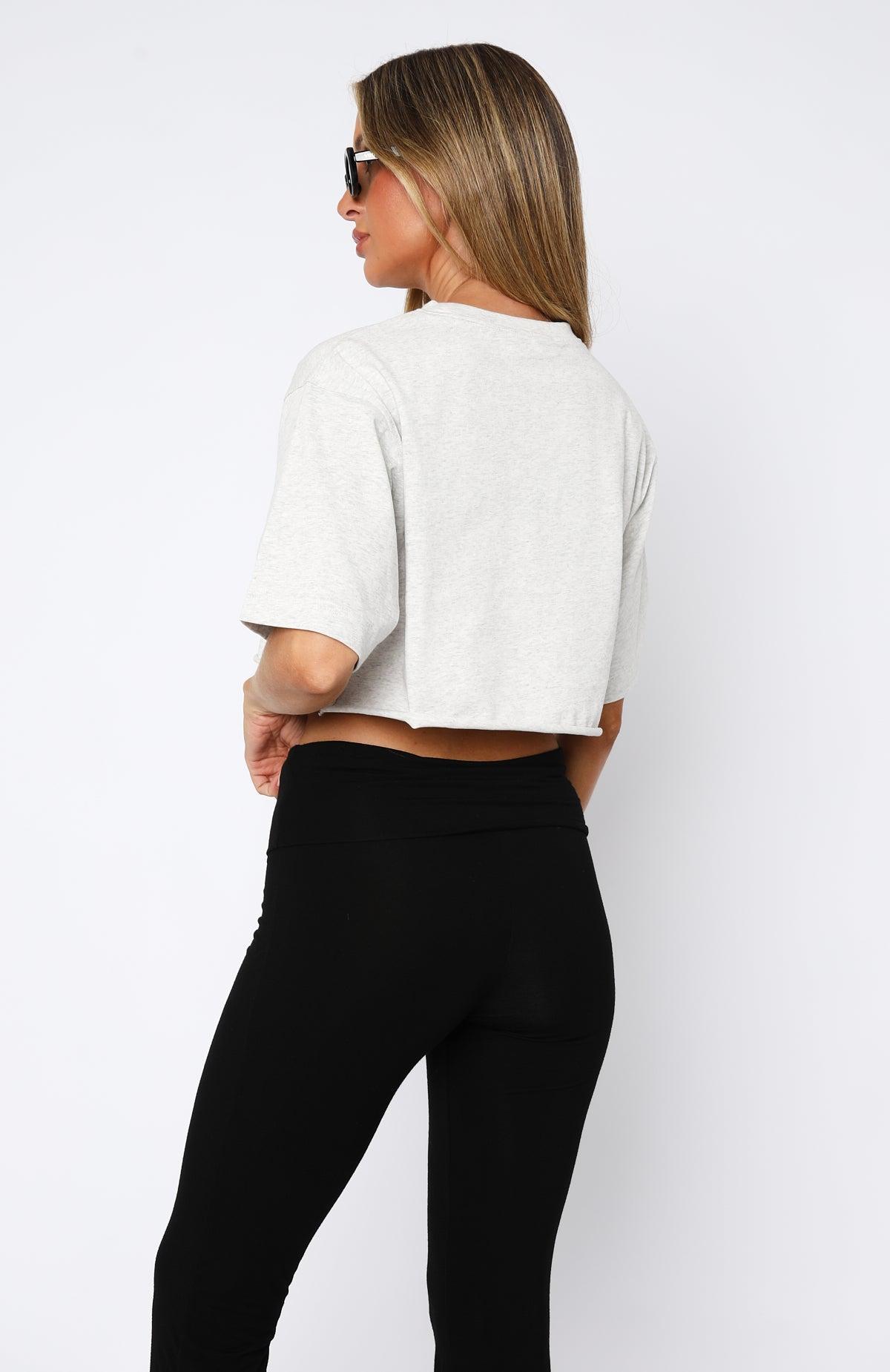 Let's Get Started Oversized Cropped Tee Grey Marle Product Image