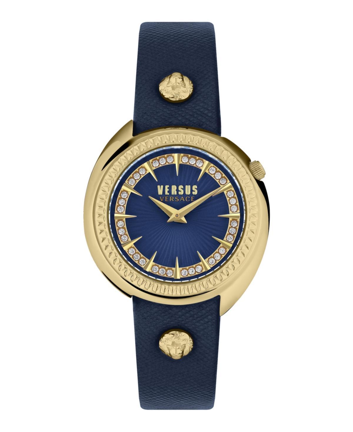 Versus Versace Womens Tortona Crystal 2 Hand Quartz Blue Genuine Leather Watch, 38mm Product Image