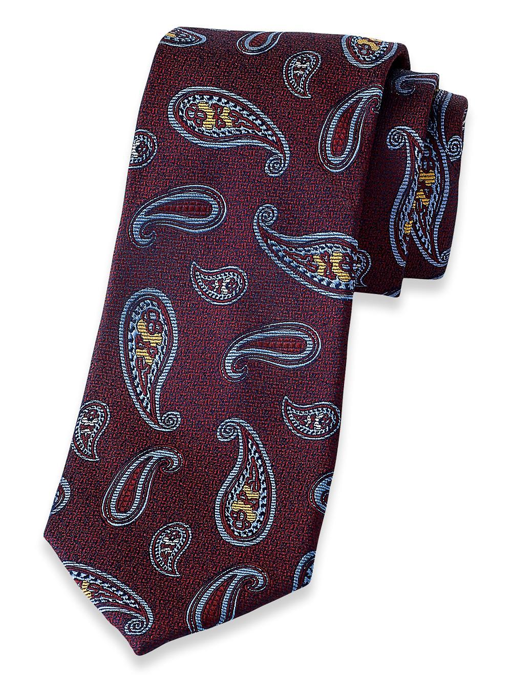 Paisley Woven Silk Tie - Burgundy Product Image