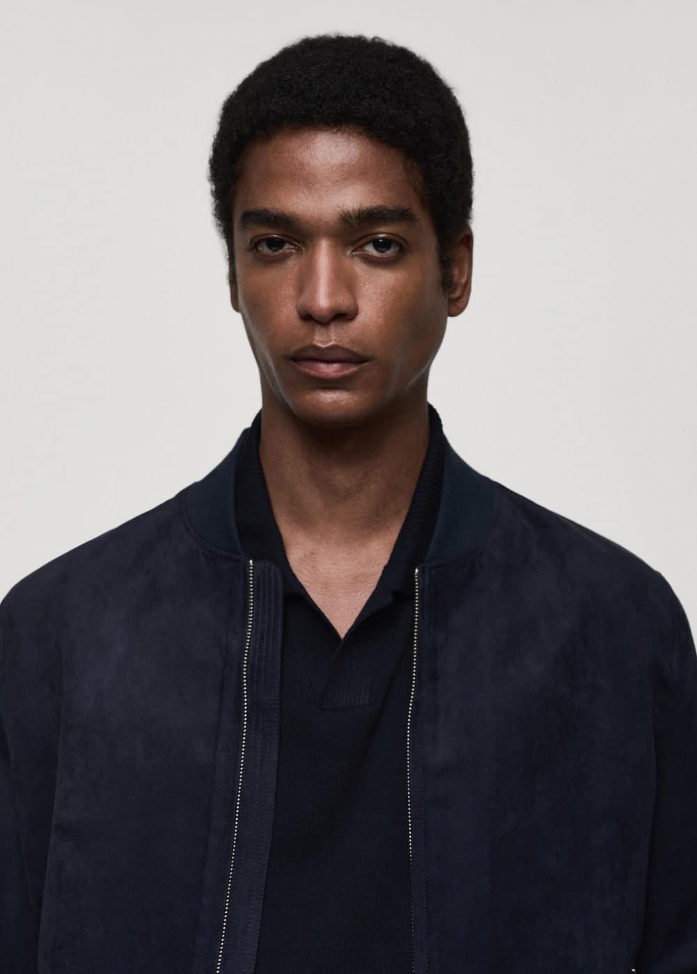 MANGO MAN - Suede-effect bomber jacket dark navyMen Product Image