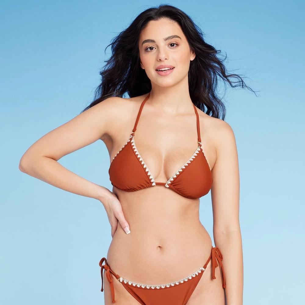 Womens Stitch Triangle Bikini Top - Shade & Shore Brown L Product Image