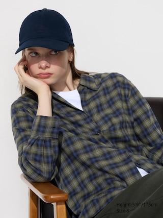 Womens Soft Flannel Skipper Shirt Checked Olive Medium UNIQLO US Product Image