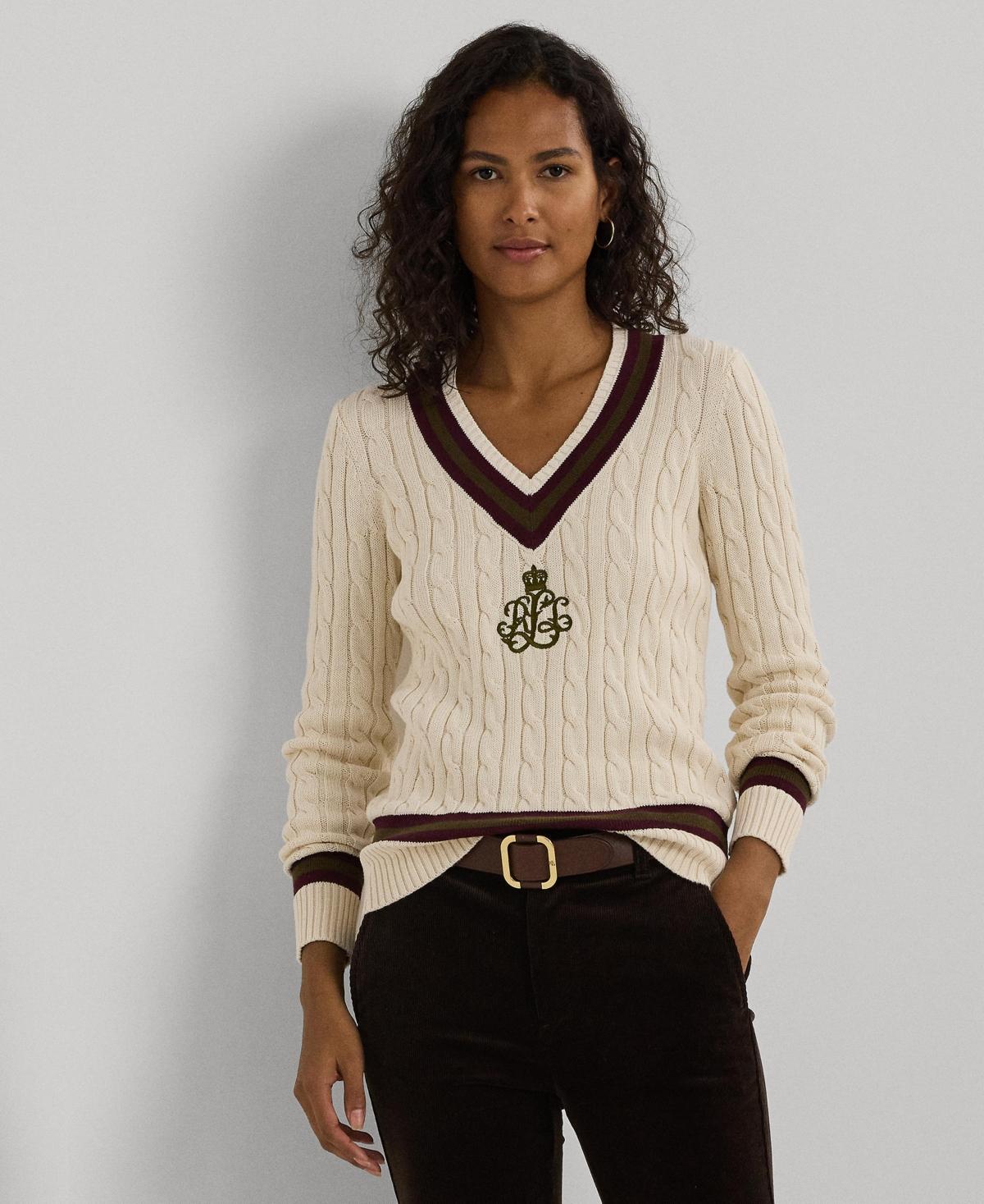 Lauren Ralph Lauren Womens Cable-Knit Cotton Cricket Sweater Product Image